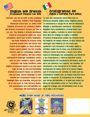 English and Spanish Crossword Puzzles for Kids: Reproducible Worksheets for Classroom & Homeschool Use - Woo! Jr. Kids Activities