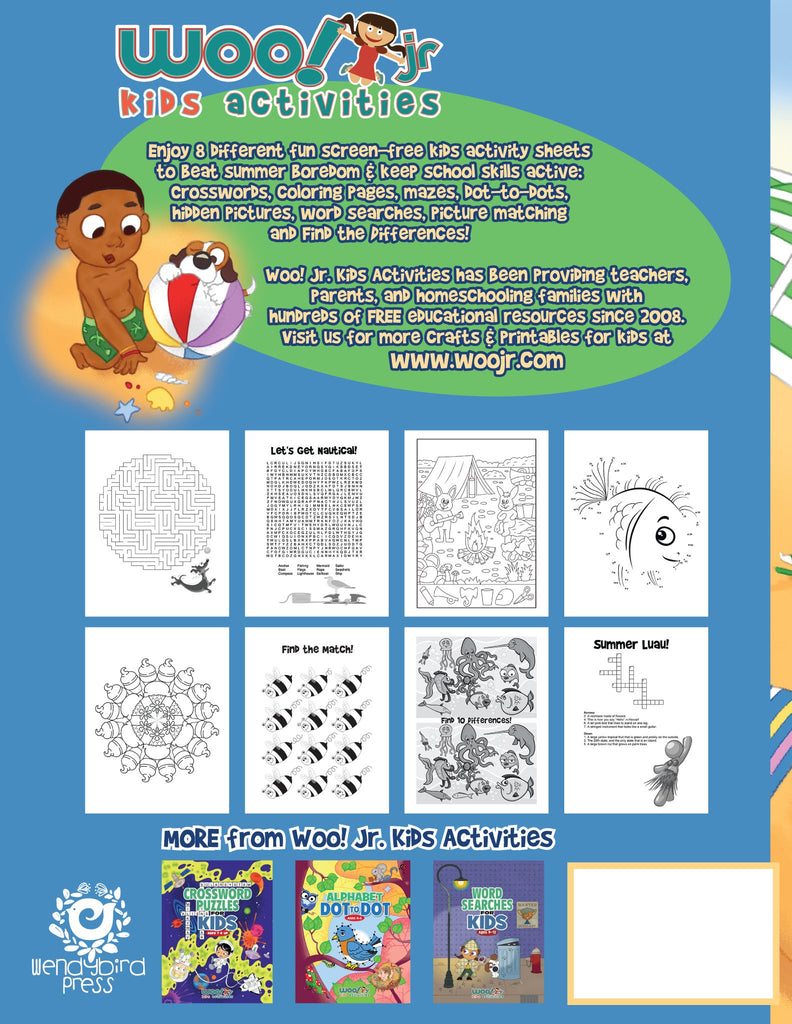 Summer Activity Book for Kids: Reproducible Games, Worksheets And Coloring Book - Woo! Jr. Kids Activities