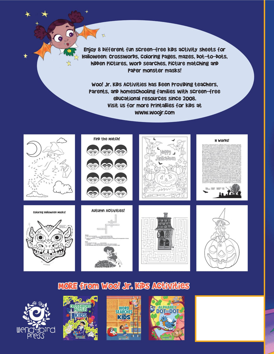 Halloween Activity Book For Kids: Games, Worksheets & Coloring Book ...