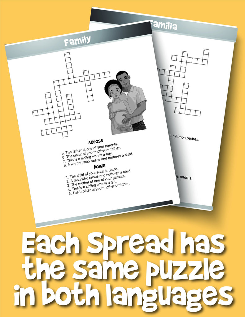 English and Spanish Crossword Puzzles for Kids: Reproducible Worksheets for Classroom & Homeschool Use - Woo! Jr. Kids Activities