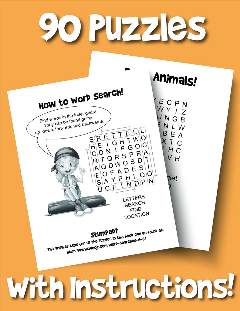 Word Search for Kids Ages 6-8: Reproducible Worksheets for Classroom & Homeschool Use - Woo! Jr. Kids Activities